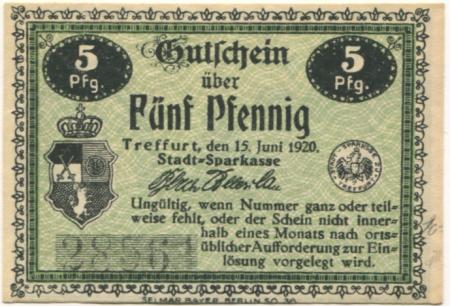 Treffurt - Stadt-Sparkasse - 15.6.1920 - 5 Pfennig 