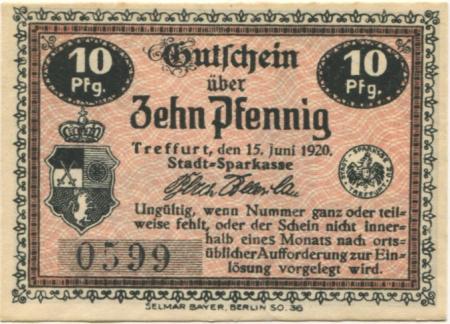 Treffurt - Stadt-Sparkasse - 15.6.1920 - 10 Pfennig 