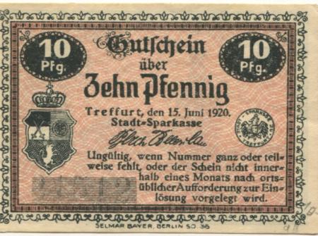 Treffurt - Stadt-Sparkasse - 15.6.1920 - 10 Pfennig 