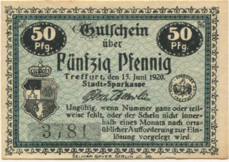 Treffurt - Stadt-Sparkasse - 15.6.1920 - 50 Pfennig 