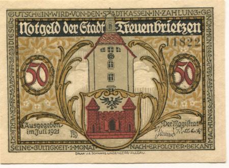 Treuenbrietzen - Stadt - Juli 1921 - 50 Pfennig 