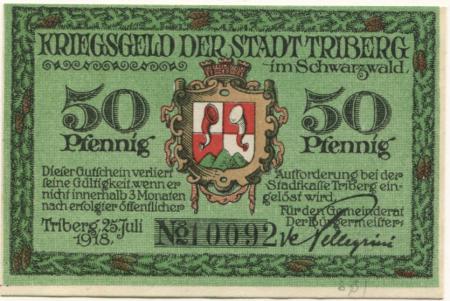 Triberg - Stadt - 25.7.1918 - 50 Pfennig 