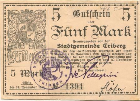 Triberg - Stadt - 15.10.1918 - 15.11.1918 - 5 Mark 