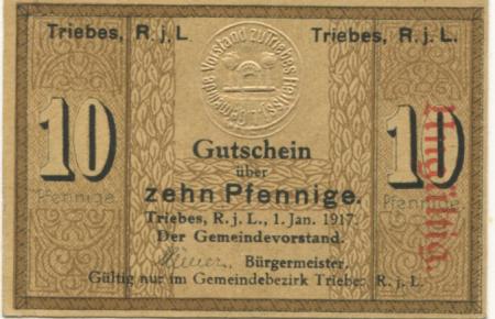 Triebes (heute: Zeulenroda) - Stadt - 1.1.1917 - 10 Pfennig 