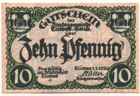 Triebes (heute: Zeulenroda) - Stadt - 1.3.1920 - 10 Pfennig 