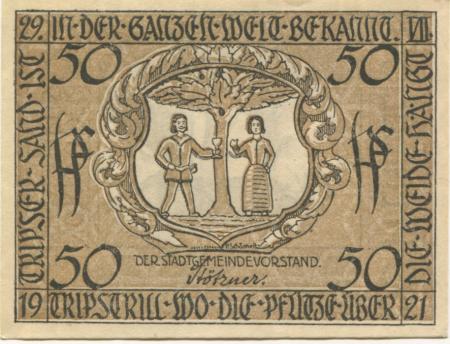 Triptis - Stadt - 29.7.1921 - 50 Pfennig 