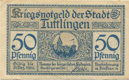 Tuttlingen - Stadt - - 31.12.1920 - 50 Pfennig 