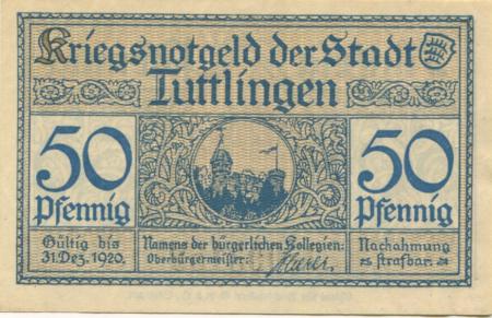 Tuttlingen - Stadt - - 31.12.1920 - 50 Pfennig 