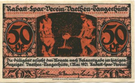 (Vaethen-)Tangerhütte - Rabatt Spar-Verein - 1.5.1921 - 50 Pfennig 