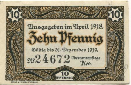 Vaihingen - Amtskörperschaft - April 1918 - 31.12.1919 - 10 Pfennig 