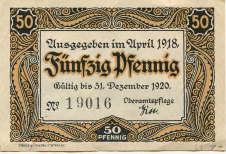 Vaihingen - Amtskörperschaft - April 1918 - 31.12.1920 - 50 Pfennig 