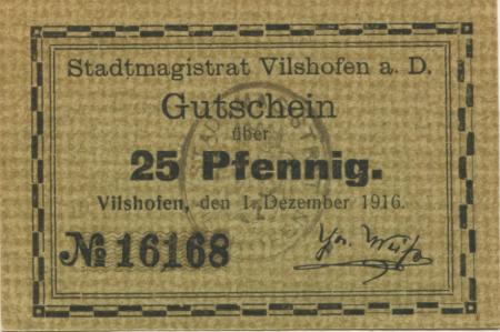 Vilshofen - Stadt - 1.12.1916 - 25 Pfennig 