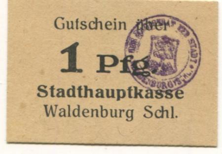 Waldenburg (heute: PL-Walbrzych) - Stadt - -- - 1 Pfennig 
