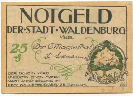 Waldenburg (heute: PL-Walbrzych) - Stadt - -- - 25 Pfennig 