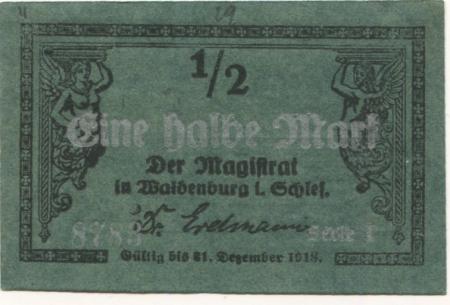 Waldenburg (heute: PL-Walbrzych) - Stadt - - 31.12.1918 - 1/2 Mark 