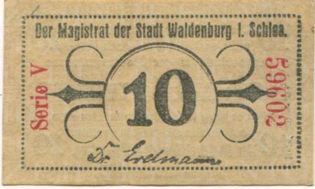 Waldenburg (heute: PL-Walbrzych) - Stadt - -- - 10 Pfennig 