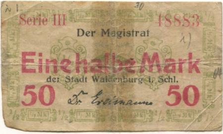 Waldenburg (heute: PL-Walbrzych) - Stadt - -- - 1/2 Mark 