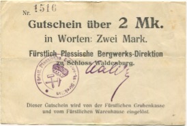 Waldenburg (heute: PL-Walbrzych) - Fürstlich Plessische Bergwerks-Direktion, Schloss Waldenburg - -- - 2 Mark 