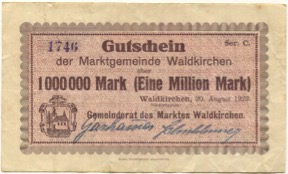 Waldkirchen - Marktgemeinde - 20.8.1923 - 1 Million Mark 
