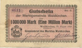 Waldkirchen - Marktgemeinde - 20.8.1923 - 1 Million Mark 