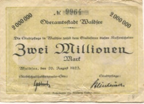 Waldsee (Bad) - Oberamtsstadt - 26.8.1923 - 2 Millionen Mark 