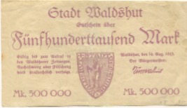 Waldshut - Stadt - 16.8.1923 - 500000 Mark 