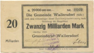 Wallersdorf- Gemeinde - Oktober 1923 - 20 Milliarden Mark 