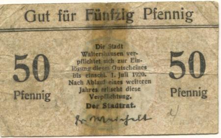 Waltershausen - Stadt - - 1.7.1920 - 50 Pfennig 