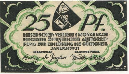 Wandsbek (heute: Hamburg) - Stadt - Januar 1921 - 25 Pfennig 