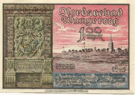 Wangerooge - Gewerbe- und Handelsbank Oldenburg, Zweigstelle Wangerooge - -- - 1 Mark 