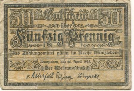 Wanzleben - Kreis - 26.4.1918 - 50 Pfennig 