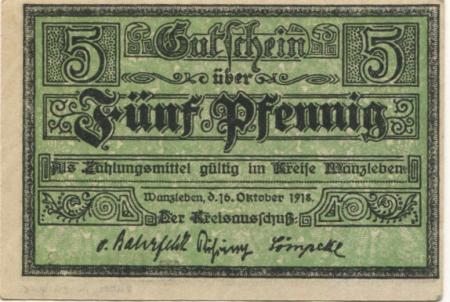 Wanzleben - Kreis - 16.10.1918 - 5 Pfennig 