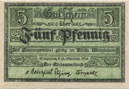 Wanzleben - Kreis - 16.10.1918 - 5 Pfennig 