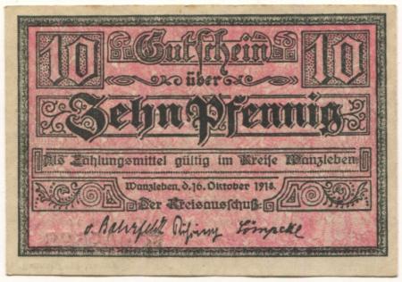 Wanzleben - Kreis - 16.10.1918 - 10 Pfennig 