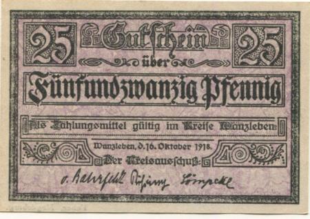 Wanzleben - Kreis - 16.10.1918 - 25 Pfennig 