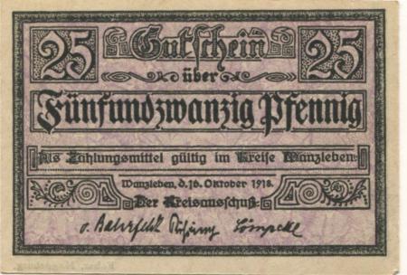 Wanzleben - Kreis - 16.10.1918 - 25 Pfennig 