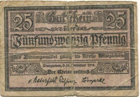 Wanzleben - Kreis - 16.10.1918 - 25 Pfennig 