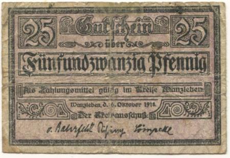 Wanzleben - Kreis - 16.10.1918 - 25 Pfennig 