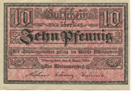 Wanzleben - Kreis - 9.4.1920 - 10 Pfennig 