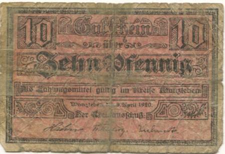 Wanzleben - Kreis - 9.4.1920 - 10 Pfennig 
