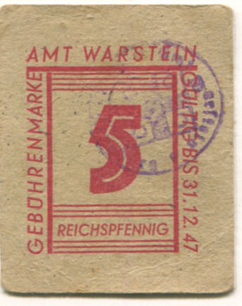 Warstein - Amt - - 31.12.1947 - 5 Pfennig 