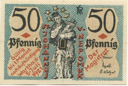 Wartha (heute: PL-Bardo) - Stadt - 5.7.1921 - 50 Pfennig 