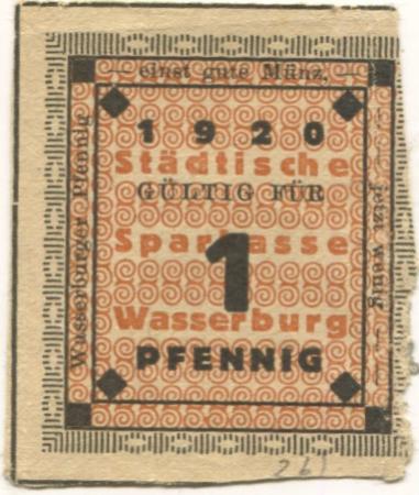 Wasserburg - Städtische Sparkasse - 1920 - 1 Pfennig 