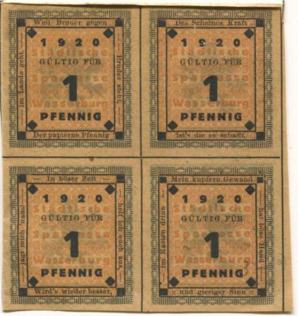 Wasserburg - Städtische Sparkasse - 1920 - (4) Pfennig 
