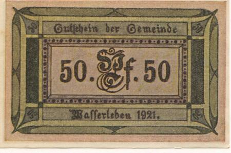 Wasserleben (heute: Nordharz) - Gemeinde - 1921 - 50 Pfennig 