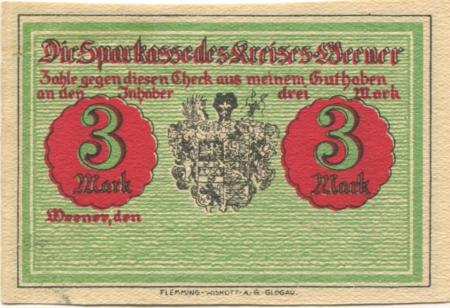 Weener - Sparkasse des Kreises - -- - 3 Mark 