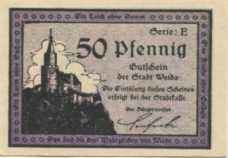 Weida - Stadt - -- - 50 Pfennig 