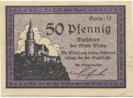 Weida - Stadt - -- - 50 Pfennig 