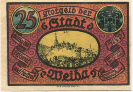 Weida - Stadt - 30.9.1921 - 25 Pfennig 