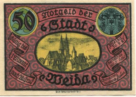 Weida - Stadt - 30.9.1921 - 50 Pfennig 